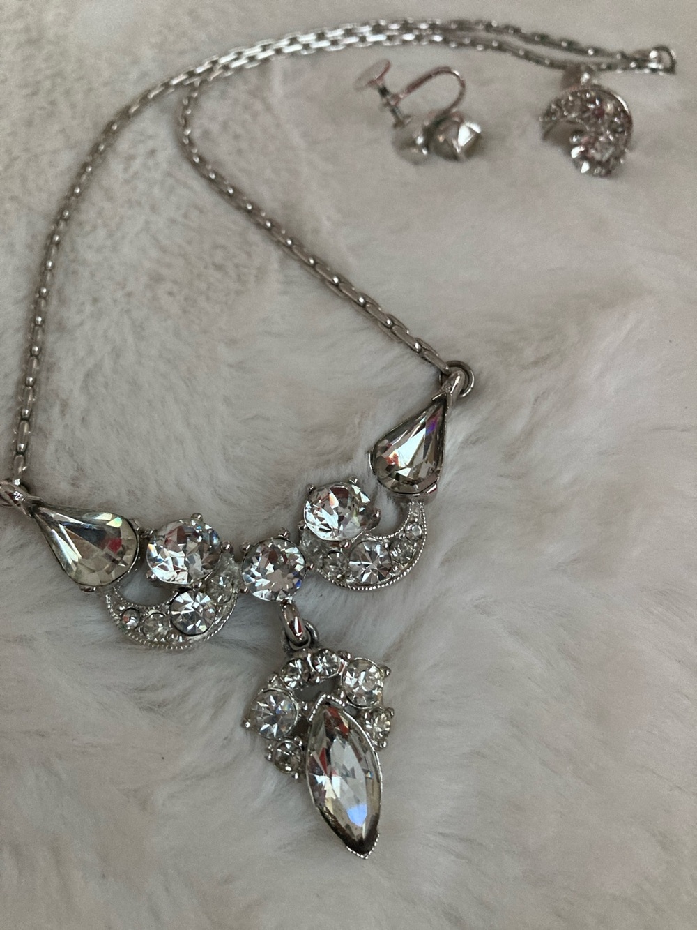 Bogoff Necklace and Earrings - Silver Tone